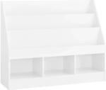 SoBuy B&uuml;cherregal Kinderregal mit 3 Ablagef&auml;chern und Spielzeug Wei&szlig; KMB118-W