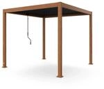 Blumfeldt LuminaHaven Pergola Gartenpavillon 3x3 m Verzinkter Holzfarbener Stahl