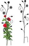 Relaxdays Rankhilfe Blumendesign 2er Pack Stahl Schwarz mit Erdspie&szlig;
