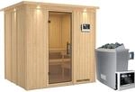 Karibu Sauna Stina, Ofen, externe Steuerung Easy, Glast&uuml;r, LED-Dachkranz