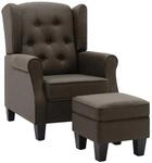 vidaXL Sessel mit Fu&szlig;hocker Taupe Stoff