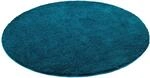 Snapstyle Hochflor Shaggy Teppich Palace Rund Petrol 200x200cm