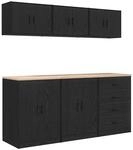vidaXL Garagenschr&auml;nke 6 Stk Schwarz Holzwerkstoff 3328342