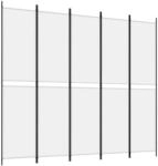 vidaXL 5 Tlg Paravent Wei&szlig; 250x220 cm Stoff 350250