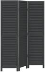 vidaXL 3 Tlg Paravent Schwarz Massivholz Paulownia 358845
