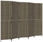 vidaXL Paravent 5 Tlg Grau Poly Rattan 365350
