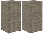 vidaXL Pflanzk&uuml;bel 2 Stk Grau 40x40x80 cm Poly Rattan 3210521