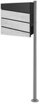 ML-Design Standbriefkasten Wei&szlig;-Marmoroptik mit Zeitungsfach Pfosten Silber