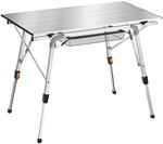 Tectake Aluminium Campingtisch Tina Faltbar Wetterfest 90 x 52 x 70 cm Silber