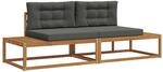 vidaXL Outdoor-Sofagarnitur mit Kissen 2 St&uuml;ck Natur und Anthrazit 3368125