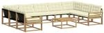 vidaXL Outdoor-Sofagarnitur mit Kissen 10-Tlg Wei&szlig; und Creme 3389092