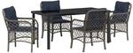 vidaXL Garten Essgruppe mit Kissen 5-Tlg Grau und Schwarz Rattan 3380249