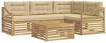 vidaXL Outdoor-Sofagarnitur mit Kissen 5-Tlg Wei&szlig; und Beige Polyester 3390463