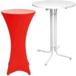 Beautissu Sylt Stehtisch &Oslash; 70cm Wei&szlig; mit Stella Stehtischhusse &Oslash; 70cm Rot