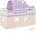 Homestyle4u Kinderbett Hochbett 90x200 mit Lattenrost Tunnel Vorhang Lila...