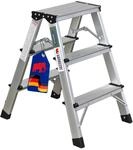 PROREGAL Stufenstehleiter Beidseitig Begehbar 2x3 Stufen HxBxT 60x35x50 cm...