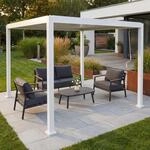 MCW Pergola P65 Lamellen-Pavillon 10cm-Aluminium-Gestell 3x3m Wei&szlig;