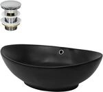 ML-Design Waschbecken Keramik Schwarz Matt 59x38x19 cm inkl Ablaufgarnitur