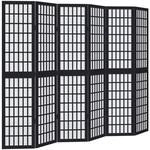 vidaXL 6 Tlg Paravent Schwarz Massivholz Paulownia 358778