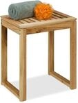 Relaxdays Hocker Walnussholz Natur Belastbar 46 cm x 40 cm x 30 cm 2,3 kg