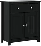 vidaXL Badschrank BERG Schwarz 69,5x34x80 cm Massivholz Kiefer