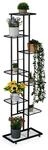 Relaxdays Blumenregal Stahl Schwarz Mit 8 Ablagen 142 x 45 x 22 cm 2 kg