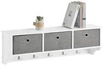 SoBuy Wandgarderobe mit 3 K&ouml;rben und 5 Haken MDF Vlies Wei&szlig; FRG282-W