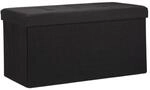 Relaxdays Sitzbank Leinen Schwarz Faltbar 38 cm x 76 cm x 38 cm