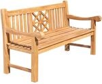 DELUKE Gartenbank Teakbank VUZAR Holz Teak 180x72x92cm Holzbank 180cm Bank Mit...