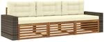 vidaXL Outdoor-Sofagarnitur mit Kissen 3 Stk Natur und Creme Polyester 3382978
