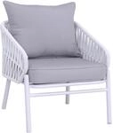 MCW Aluminium-Gartenstuhl P90 Seilgeflecht Rope Stoff/Textil Hellgrau