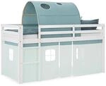 Homestyle4u Kinder Hochbett 90x200 mit Tunnel Vorhang Gr&uuml;n Kinderbett 2931