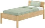 Erst-Holz Metallfreies Einzelbett Eschenholz mit Rost 100 x 200 Modell 90