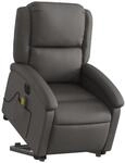 vidaXL Massagesessel mit Aufstehhilfe Elektrisch Grau Echtleder