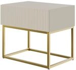 Selsey Nachttisch Veldio Rillenfront Goldfarbenes Gestell Greige 50 cm