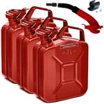 BW Kraftstoffkanister Metall Benzinkanister 3x 5 Liter mit Ausgie&szlig;er Rot RAL 3000