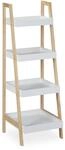 Relaxdays Leiterregal MDF Kiefernholz Wei&szlig; Natur mit 4 Ablagen 98,5 cm x 34,5 cm x
