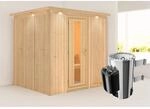 Karibu Sauna Dilja mit Ofen integrierte Stg.LED-Dachkranz Natur