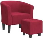 vidaXL Clubsessel mit Fu&szlig;hocker Weinrot Samt 356455