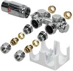 LuxeBath Ventil-Armaturen Set Multiblock Wei&szlig; Universal Eck Durchgangsform