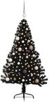 vidaXL K&uuml;nstlicher Vorbeleuchteter Weihnachtsbaum Schwarz 150 cm PVC 3397126