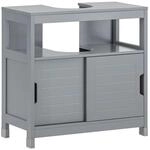 SoBuy Waschbeckenunterschrank mit 2 T&uuml;ren Holz Stahlgrau 60 cm FRG128-II-SG