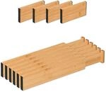 Relaxdays Schubladentrenner Bambus Natur Verstellbar 34 bis 44 cm x 6 cm x 2 cm