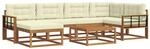 vidaXL Outdoor-Sofagarnitur mit Kissen 7-Tlg Natur und Creme 3367868