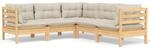 vidaXL 5-tlg Garten-Lounge-Set mit Creme Kissen Massivholz Kiefer