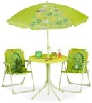 Relaxdays Kindersitzgruppe Eisen Kunststoff Polyester mit Schirm Monster 53 cm x 36