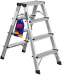 PROREGAL Stufenstehleiter Beidseitig Begehbar 2x4 Stufen HxBxT 78x35x69 cm...