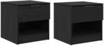 vidaXL Bettschrank 2 Stk Schwarz Eichen-Optik 40 x 39 x 40 cm 880518