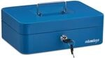 Relaxdays Geldkassette Stahl Blau Abschlie&szlig;bar mit M&uuml;nzz&auml;hlbrett 9 cm x 25 cm x 18