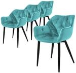 ML-Design Esszimmerst&uuml;hle 4Er Set Petrol K&uuml;chenstuhl mit Dickem Samtstoff